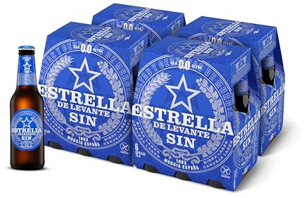 Estrella Levante | Sin Alcohol | Color Tostado | Malta Pilsen | Malta Caramelo | Caja 24 Botellas x 25 cl