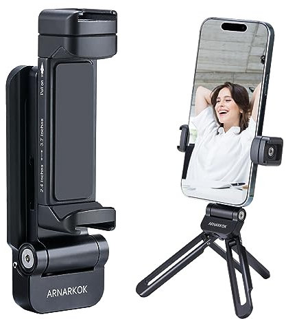 Arnarkok Handy-Stativhalterung, 2 kalte Schuhe und Arca-Anschluss, Metall, 360°-Smartphone-Adapter für iPhone, Handy-Vlog-Ständer, Halterung für Desktop-Videos, Live-Streaming, Vlogging-Rig
