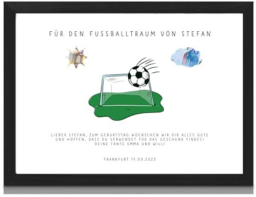 Milaboo® personalisiertes Geldgeschenk Fussball I besonderes Poster Geschenk mit ausgestanzten Motiven