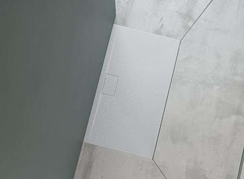 Mai & Mai Duschtasse 70x120x3 cm Duschwanne aus Mineralguss Mineralgusswanne in Weiß DIN-Anschlüsse Geoma07
