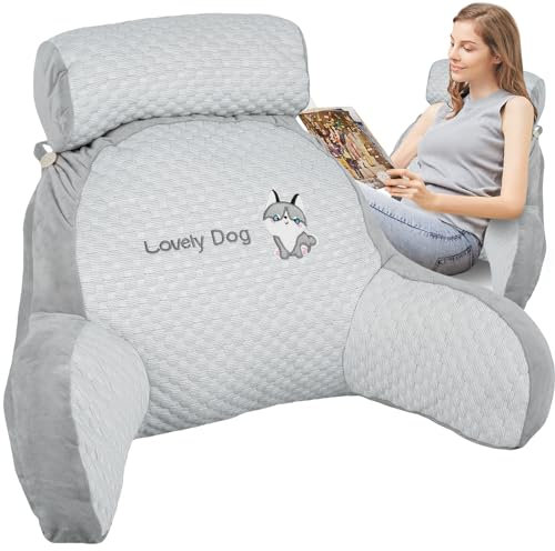 Reading Pillow for Bed,70×50×25CM Extra Large Reading Pillow with Support Neck/Arm Reading Cushion Bed Rest Pillow Adult Backrest Lounge Cushion for Reading Relaxing Watching TV Games (huskyA-70cm)