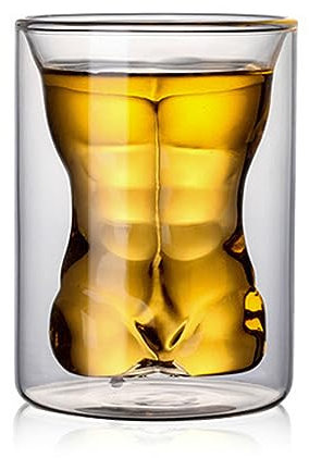 Mokylor Verre à Cocktail en Forme de Corps, Verre à Vin Transparent Drôle, Tasses en Verre Transparent Sexy Miss Nue ou Homme Musclé, Verres Uniques, Verres à Vin Sexy,(Corps d'homme en forme)