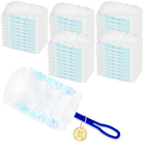 NIXOOT 50 Stück Staubmagnet Nachfüllpack für Swiffer Staubmagnet, Einweg Staubwedel Starterset Aufsaugen Staub und Haar Entfernen(50 Tücher + 1 Griff )