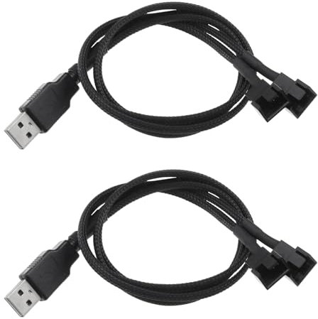 Create idea 2 Stück USB auf Doppelkopf 3-Pin/4-Pin PC Lüfter 5V Sleeved Fan Netzteilkabel für 12V Computer Lüfter USB auf 3-Pin/4-Pin Gehäuselüfter Adapter Anschlusskabel