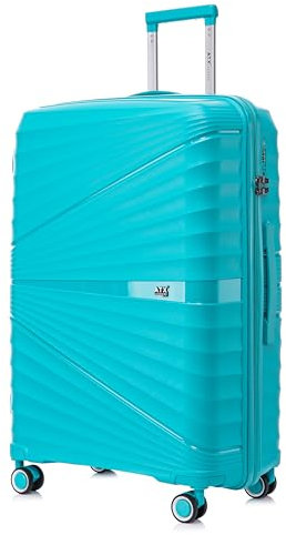 ATX Luggage Suitcase Large Unbreakable Polypropylene Hard Shell Hold Check in Fits 23-26KG Super Lightweight with 4 Dual Spinner Wheels and Built in TSA Lock (Turquoise, 110 Liters)