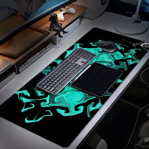 Schreibtischunterlage Mousepad XXL Gaming - 90 x 40cm Mauspad Groß, Wasserdicht Rutschfest, Schreibtisch Unterlage, Schreibtisch Unterlegmatte, Tischunterlage, für Büro Zuhause (Grün)