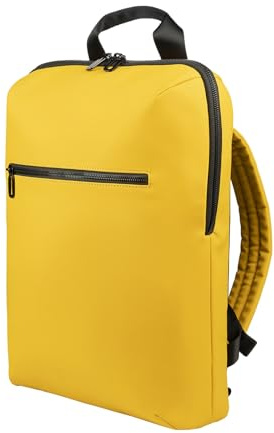 Tucano Gommo Backpack Rucksack für Laptop 15,6 und MacBook 16, Gepolsterter Laptoprucksack aus Gummiertem Material, Atmungsaktiver Rücken, Trolley-Band, Arbeitsrucksack, 29x41x11,5 cm, Gelb