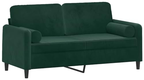 vidaXL 2-Sitzer-Sofa mit Zierkissen Dunkelgrün 140 cm Samt