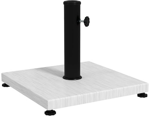 Outsunny Base para sombrilla de 25 kg de metal y hormigón, base para sombrilla de jardín con acabado efecto madera blanca
