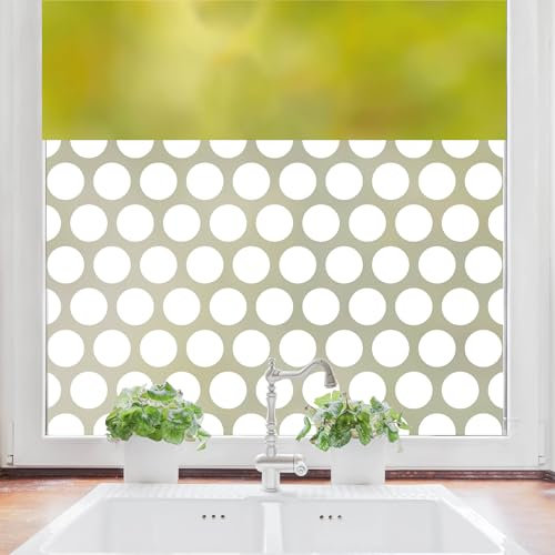 Wandtattoo Loft Sichtschutzfolie Fenster mit weißen Kreisen, Fensterfolie Blickdicht, Milchglasfolie Fenster, Fensterdeko Selbstklebende Folie, Fenster Dekoration, Sonnenschutz Fenster Klebefolie