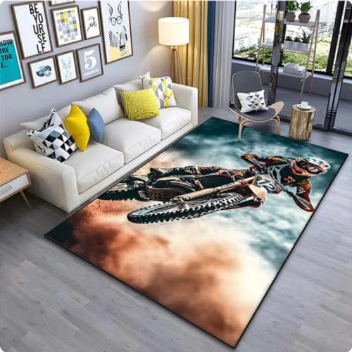 Bedruckte Teppiche mit Motocross-Muster Teppiche für Wohnzimmer Schlafzimmer Nachttisch Bodenmatte 160 * 230cm