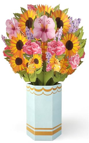 scicent Pop Up Karte Blumen Happy Mothers Day Karte 3D Sonnenblumen-Blumenstrauß Pop Up Karte Muttertags Grußkarten für Mutter Ehefrau Geburtstagskarte Thinking of You Jubiläumskarte - 20544
