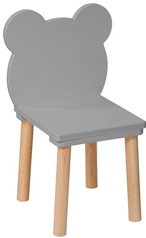 PlayPals Furniture kinderstuhl - holzstühle Kinder für EIN 2-7 Jahre, Toddler Chair - Kindersitzmöbel Stuhl, kindersessel kinderzimmer möbel grau Bär Bear