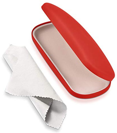 AkoaDa Brillenetui, Universell neutral Brillenetui Hartschalenetui, Geeignet für kleine und mittlere Gläser - Rot