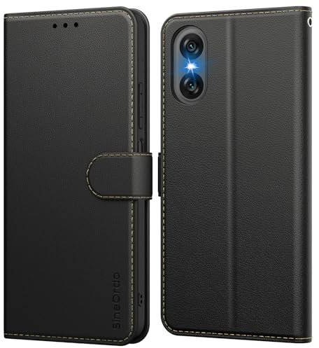 SineOrdo Handyhülle für Sony Xperia 10 VI Hülle, Klapphülle Sony Xperia 10 VI Leder Flip [Kartenfach] [Ständer] Schutzhülle Klappbar Tasche Wallet Case - Schwarz
