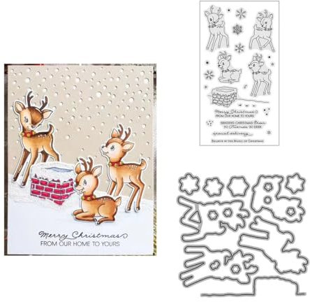 Weihnachten Hirsch Stempel und Stanzschablonen für Karten Herstellung, Winter Weihnachten Stanzen Stempel und Briefmarken Set für DIY Scrapbooking Fotoalbum Dekorativ