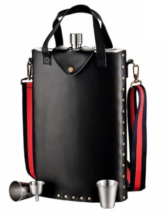 CambOs Reiseflaschen for draußen, tragbare Flaschen for Alkohol for Männer, Flaschen aus 316er Edelstahl mit Trichter, Flaschen for Hochzeiten, Partys und Geburtstage, 500 ml(Black)