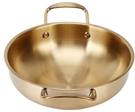 Ramen-Topf, Koreanischer Ramen-Topf, Kompatibel mit Gasherd, Induktionsherd, Gold, Koreanischer Ramen-Topf, Koreanischer Topf für Ramen, Nudeln, Suppe, Brei (Innendurchmesser 28cm)