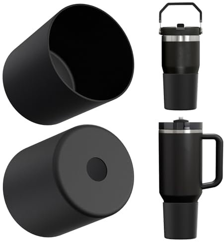 Linkidea Water Bottle Boot Compatible with Stanley Quencher H2.0 20oz/30oz/40oz, IceFlow Flip 20oz/30oz, Silicone Waterbottle Bottom Sleeve Cover Protector, Bottle Bumper (Black / 2 Pack)