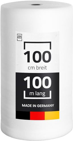 LOGIC PACK Film de mousse PE pour emballage de 3 mm par rouleau - 100 m² Isolation acoustique Sous-couche isolante pour sols stratifiés et parquets Revêtement de sol