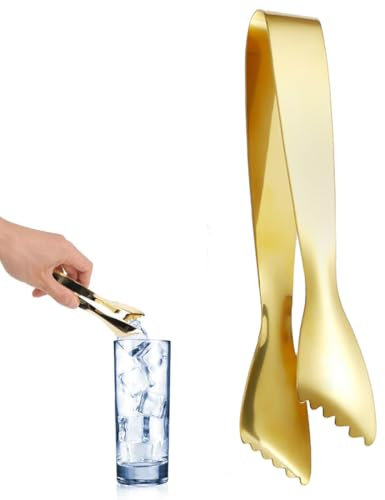 Spiralförmige Eisklemme, 1 Stück Eiszange aus Edelstahl in Lebensmittelqualität, Küchenzange Edelstahl, verhindert ein Verrutschen für die Küche zu Hause in der Bar, Gold
