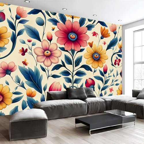 Abstrakte Kunst Fototapete Farbe Blumen Tapete, Fototapeten 352X250Cm (B×H) Für Wohnzimmer Schlafzimmer Flur Seidenstoff Tapete Wandtapete, Moderne Wand Tapete Motivtapeten