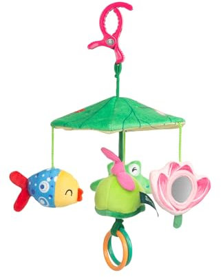 Sensillo - Kinderwagen Spielzeug Babys, Karussell Kinderwagenkette, Anhänger Kinderbuggy - Plüschtier Kinderbett, Babyschale, Spielzeug für Babys & Kleinkinder ab Geburt - Frosch