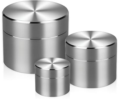 LENWISYF Scatola Sigillante In Acciaio Inossidabile Con Coperchio Contenitore Per Foglie Di Tè Contenitore Per Casa E Ufficio Mini Scatola Portatile Per Pillole, Erbe, Spezie (S+M+L)