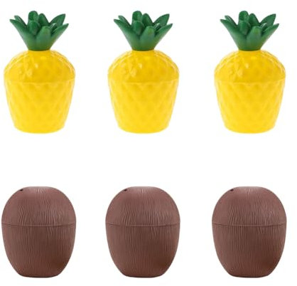 Mtbricey Tasses hawaïennes Luau en noix de coco et ananas - Réutilisables - En plastique - Pour la plage, l'été, les cocktails hawaïens