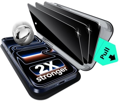 ESR 3-Pack of Privacy Tempered Glass Screen Protectors for the iPhone 17 Pro, Military-Grade, Shatterproof, 9H Hardness, and Privacy Protection, Complete with UltraFit Tray