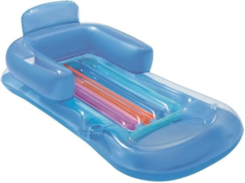 Matelas gonflable pour piscine de mer d'été avec dossier accoudoirs et porte-gobelet 161 x 84 cm