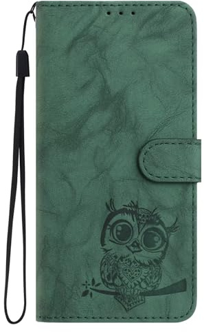 Ufgoszvp Lederhülle für Samsung Galaxy A14 5G Eule Hülle Leder Handyhülle Flip Case PU Tasche Wallet Schutzhülle Bookstyle Ständer Kartensätze Magnetisch Handytasche für Samsung Galaxy A14 5G,grün