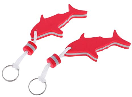 DXEHSEUY 2 Stück schwimmender Schlüsselanhänger in Haifisch-Form, aus EVA, Wasserschlüssel, rot