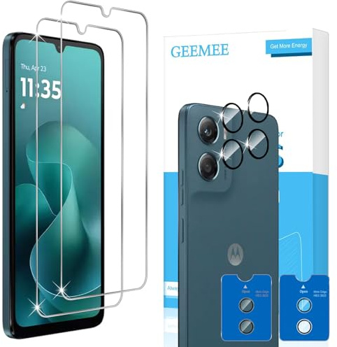 GEEMEE für Motorola Moto G06 /Moto G06 Power für Panzerglas, 2+2 Stück Schutzfolie + Kamera schutzfolie 9H HD Filmhärte Gehärtetem Schutzglas Hohe Empfindlichkeit Displayschutzfolie