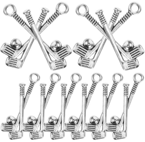 DECORNIJIA 40 Stück Teiliges Golf Schmuckanhänger aus Robustem Metall Antik silberfarbene Golf schläger Charms Leicht und Reißfest für DIY Halsketten und Handgefertigte Accessoires