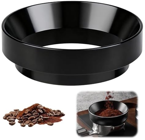 Amztour Kaffee Dosierring 58 mm Magnetischer Dosiertrichter mit Magnet für Espresso und Kaffee Anti-Statik Kompatibel mit 58 mm Siebträger (Schwarz)-Leicht zu Reinigen