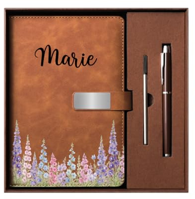 Geschenke Mall Personalisierte Notizbuch Mit Stift - Blumen - notizbuch personalisiert, personalisierte geschenke lehrerin, notizbuch lehrerin, notizbuch set geschenk (Modell #1)