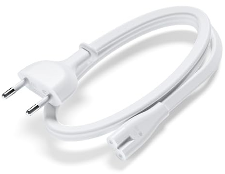 Câble d'alimentation blanc de 1,8 m pour Apple TV (1ère et 5ème génération/4K/HD) et Mac mini (2010-2024, M1/M2/M3/M4) – Câble d'alimentation de rechange avec prise UE pour Airport Express & Time