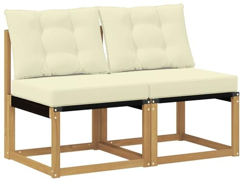 vidaXL 2 Stück Outdoor Mittelsofa, Akazienholz Balkonmöbel, modernes, Robustes Lounge-Set für vielseitige Garten-Nutzung, wetterfest und schick