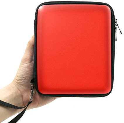 ADVcer 2DS Schutzhülle für Nintendo 2DS, wasserdicht, mit Handschlaufe und Doppelreißverschluss, aus EVA-Kunststoff, rötliches Orange