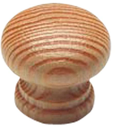 Merriway BH05189 (4 Pcs) Cupboard Door/Drawer Knob Pine Drilled Lacquered 40mm - Pack of 4 Pieces