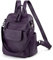 UTO Rucksack Damen Elegant mit Schultergurt Modischer Multifunktionsrucksack Schultertasche Herren PU Leder Backpack Kompartiment Reißverschluss Umhängetasche Schule Schulrucksack Handtasche Lila