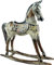GURU SHOP Geschnitztes Schaukelpferd, Dekoobjekt - Design 5, Beige, 52x50x13 cm, Tierfiguren