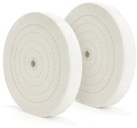 SCOTTCHEN Polierscheibe, 20,3 cm x 1,6 cm Dorn x 70-lagig, weiße Baumwolle, für Schleifmaschinen, 2 Stück
