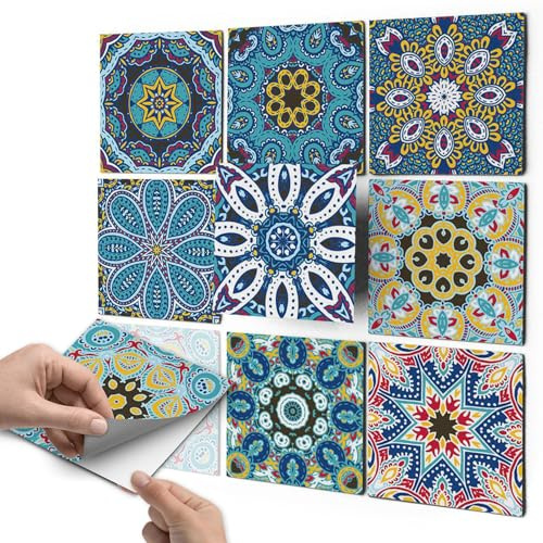 CREATISTO Fliesenaufkleber Fliesenfolie Mosaikfliesen - Klebe Folie für Wandfliesen I Stickerfliesen - Mosaikfliesen für Küche, Bad, WC Bordüre (10x10 cm I 18 -Teilig)