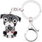 WEVENI Emaille Legierung Bulldogge Schlüsselanhänger Zubehör Mops Hund Schmuck für Frauen Mädchen Tasche Auto Brieftasche (Grau)
