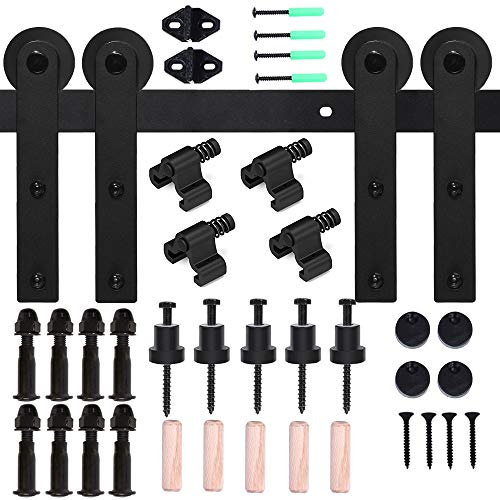 320cm/10.5FT Rail porte coulissante,Quincailleri Kit de Rail pour Porte Coulissante,double porte coulissante,Noir