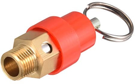 sourcing map Safety Valve Air Compressor Pressure Relief Valve, 1/8 PT Male, Red Hat, 1Pack