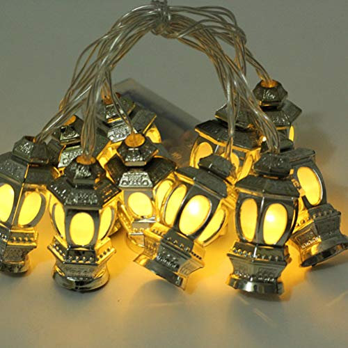 OSALADI Muslimische Ramadan-Laternen, Lichterkette, Eid-Licht, Dekoration für Festival, Party, Schlafzimmer, Geburtstag (warmweiß, 1,65 m, 10 LEDs)