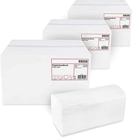 Hypafol Papierhandtücher für Spender | Zellstoff hochweiß, 2-lagig, 25 x 23 cm | 9.000 Blatt verpackt in 36 x 250 Blatt | praktischer V-Falz für Handtuchspender in Toiletten, Büros, Praxen und Studios